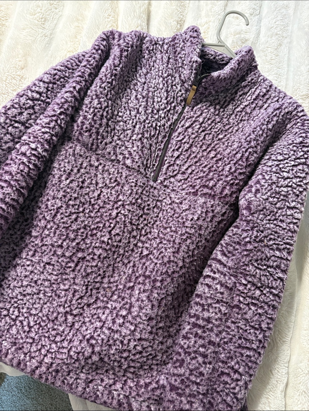 Time and Tru Lavender Teddy Sherpa Half-Zip Jacket